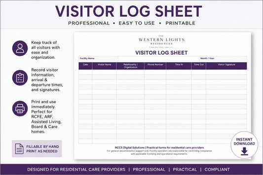 Visitor Log Sheet